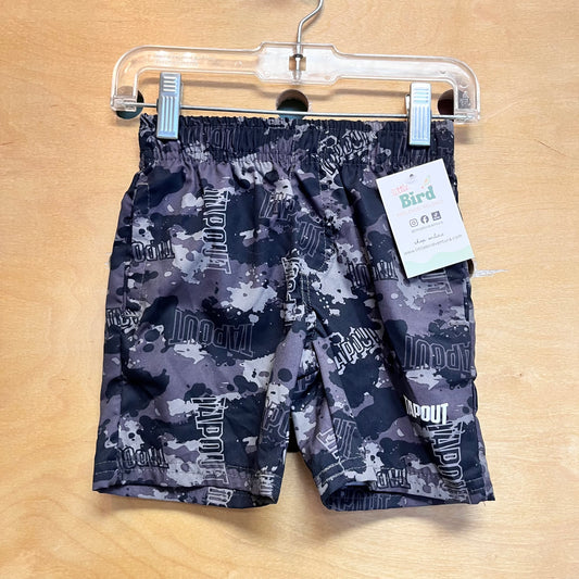 Black/Grey Camo Elastic Waist Shorts