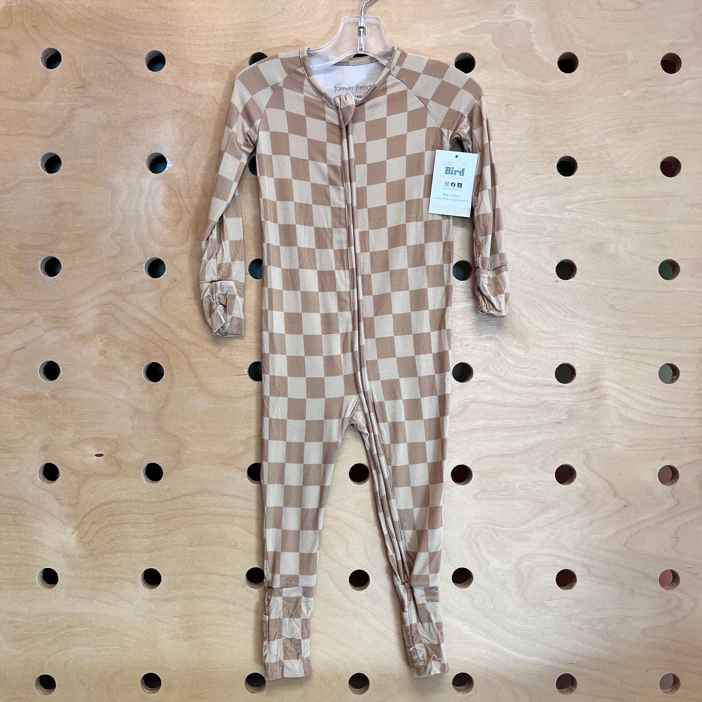 Tan Checkerboard Bamboo Zippy