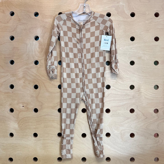 Tan Checkerboard Bamboo Zippy