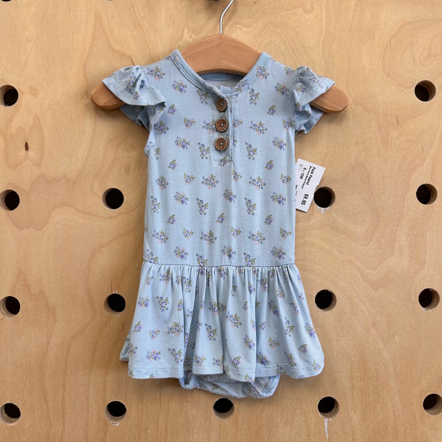 Blue Floral Skirted Bodysuit