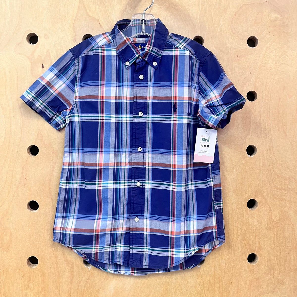 Blue Plaid Natural Stretch Button Up