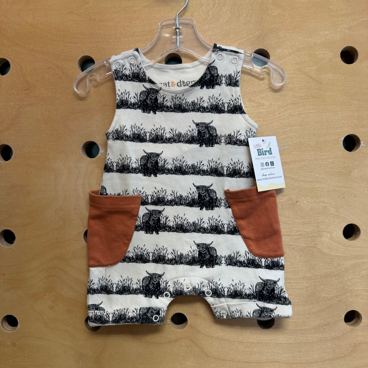 Organic B/W Highland Cows Romper