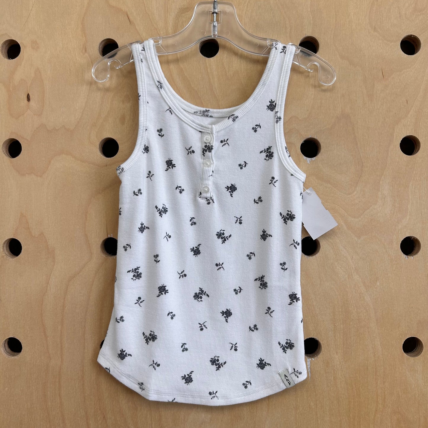 White Floral Ribbed Tank