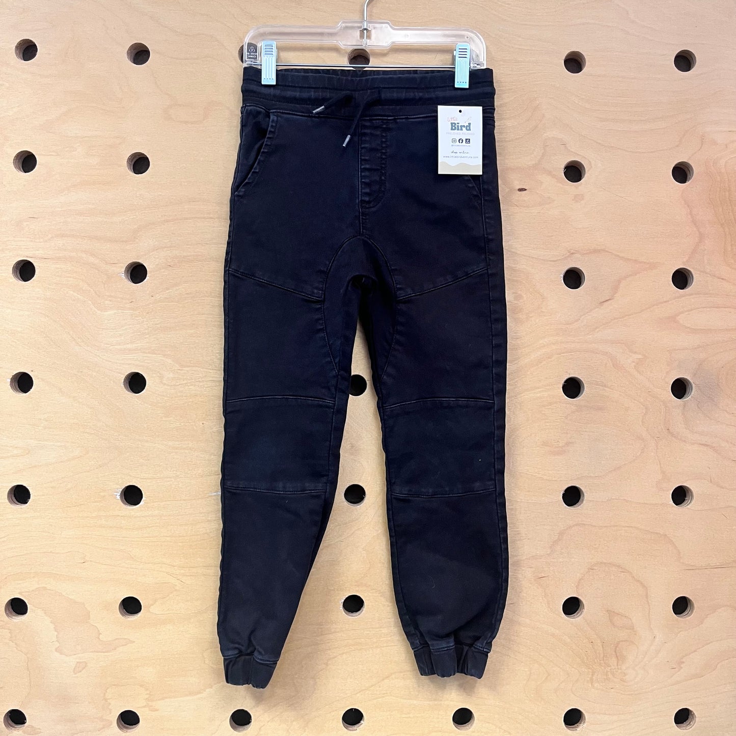 Black Denim Drawstring Joggers