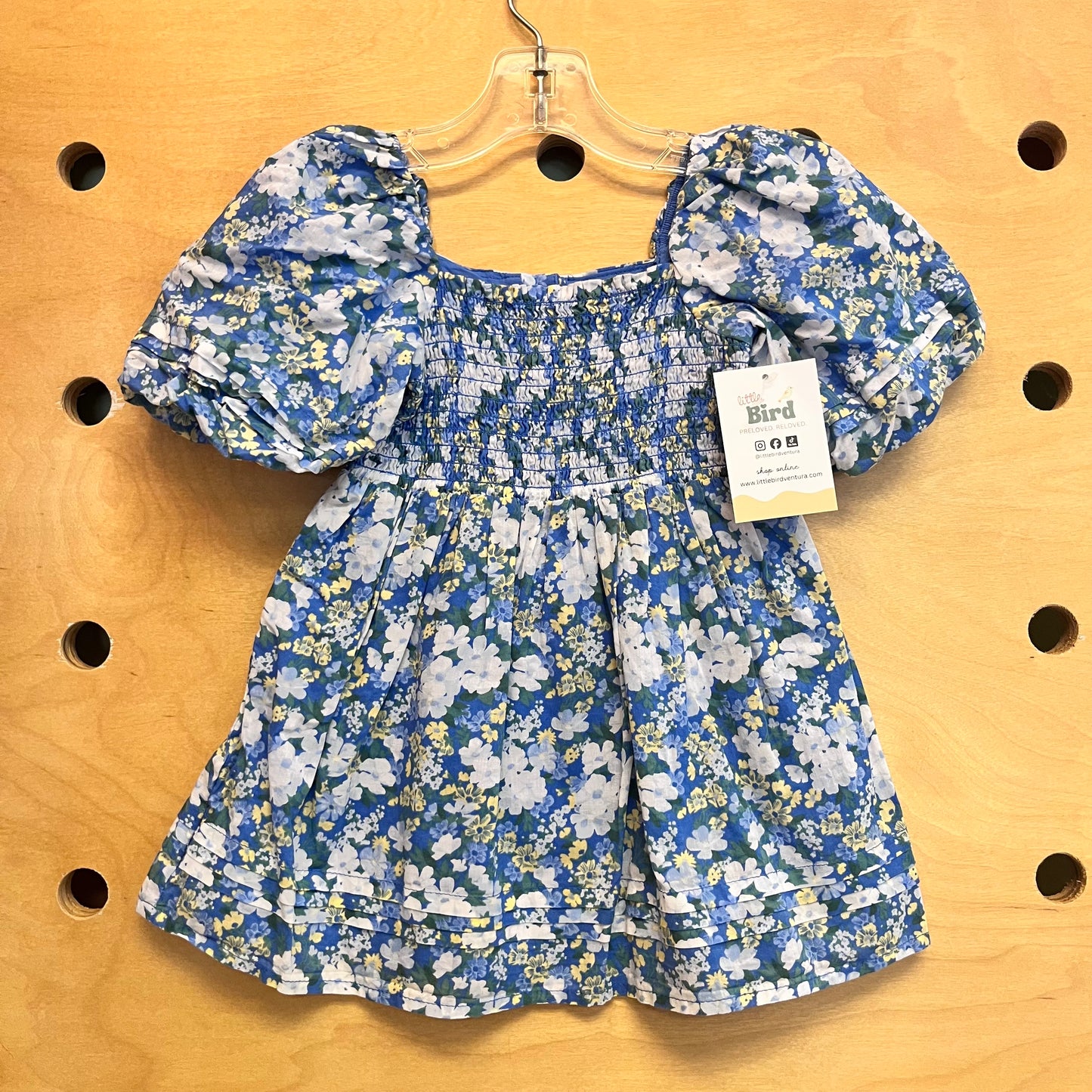 Blue Floral Smocked Dress