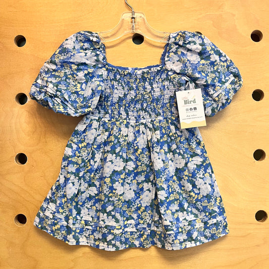Blue Floral Smocked Dress