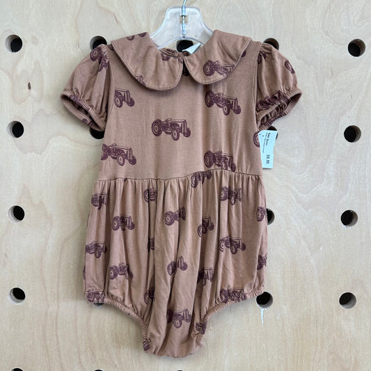 Brown Tractor Bubble Romper