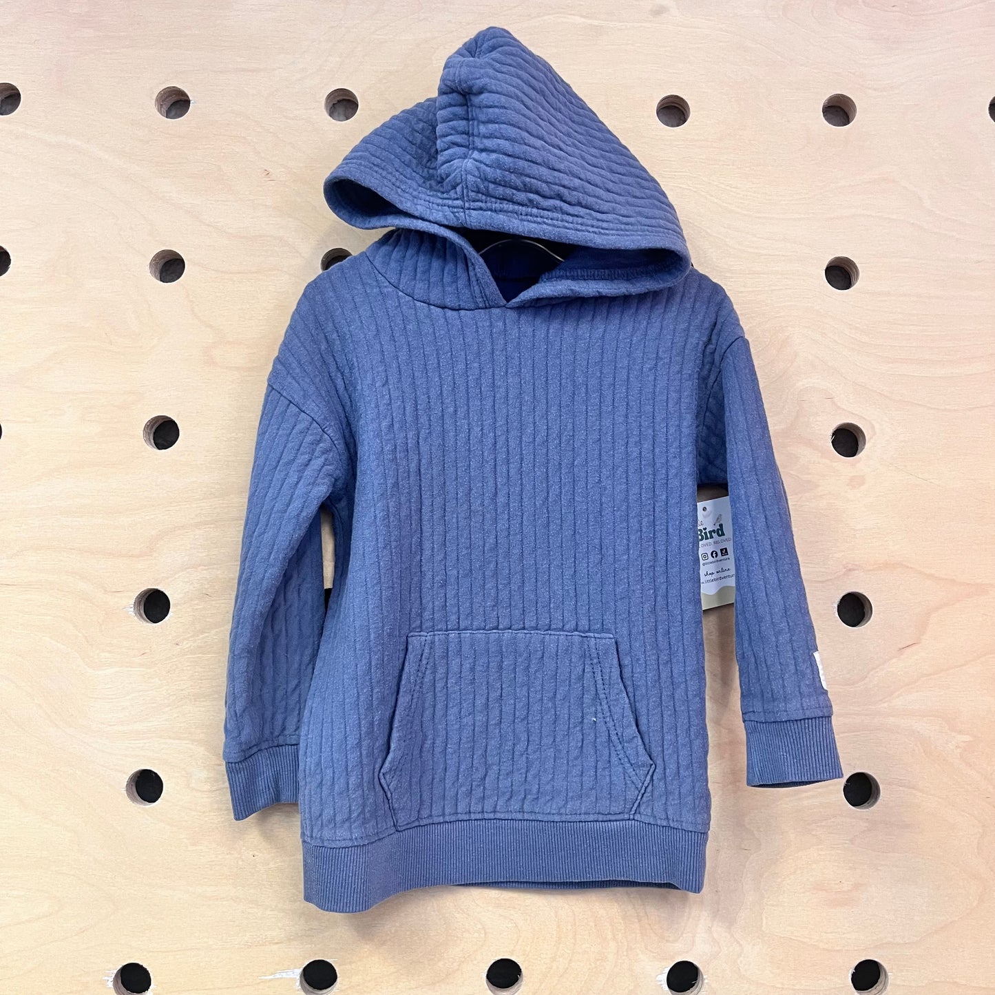 Grey Ribbed Hoodie