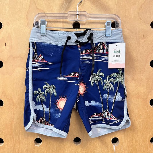 Blue Palm Swim Trunks