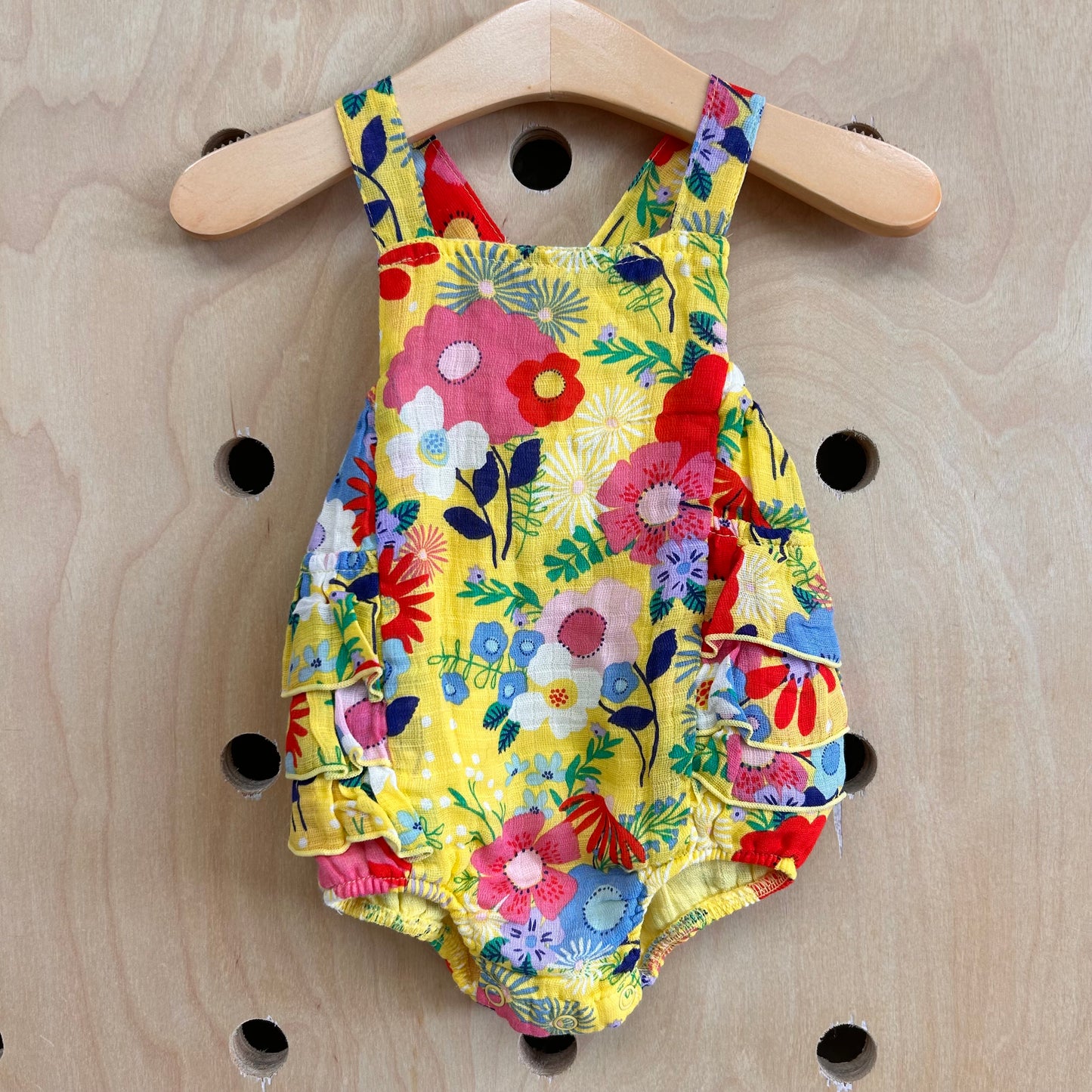 Yellow Gauze Ruffle Romper