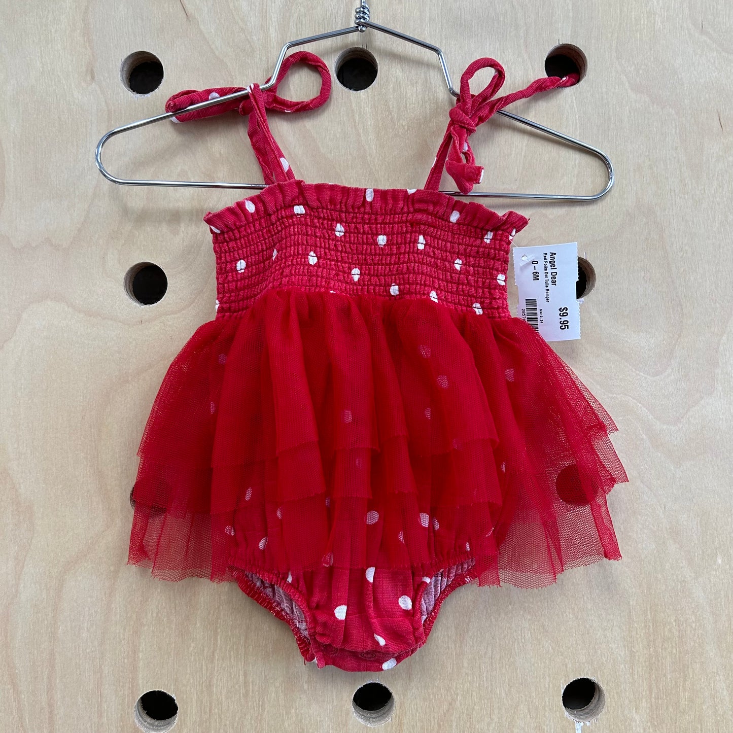 Red Polka Dot Tulle Romper