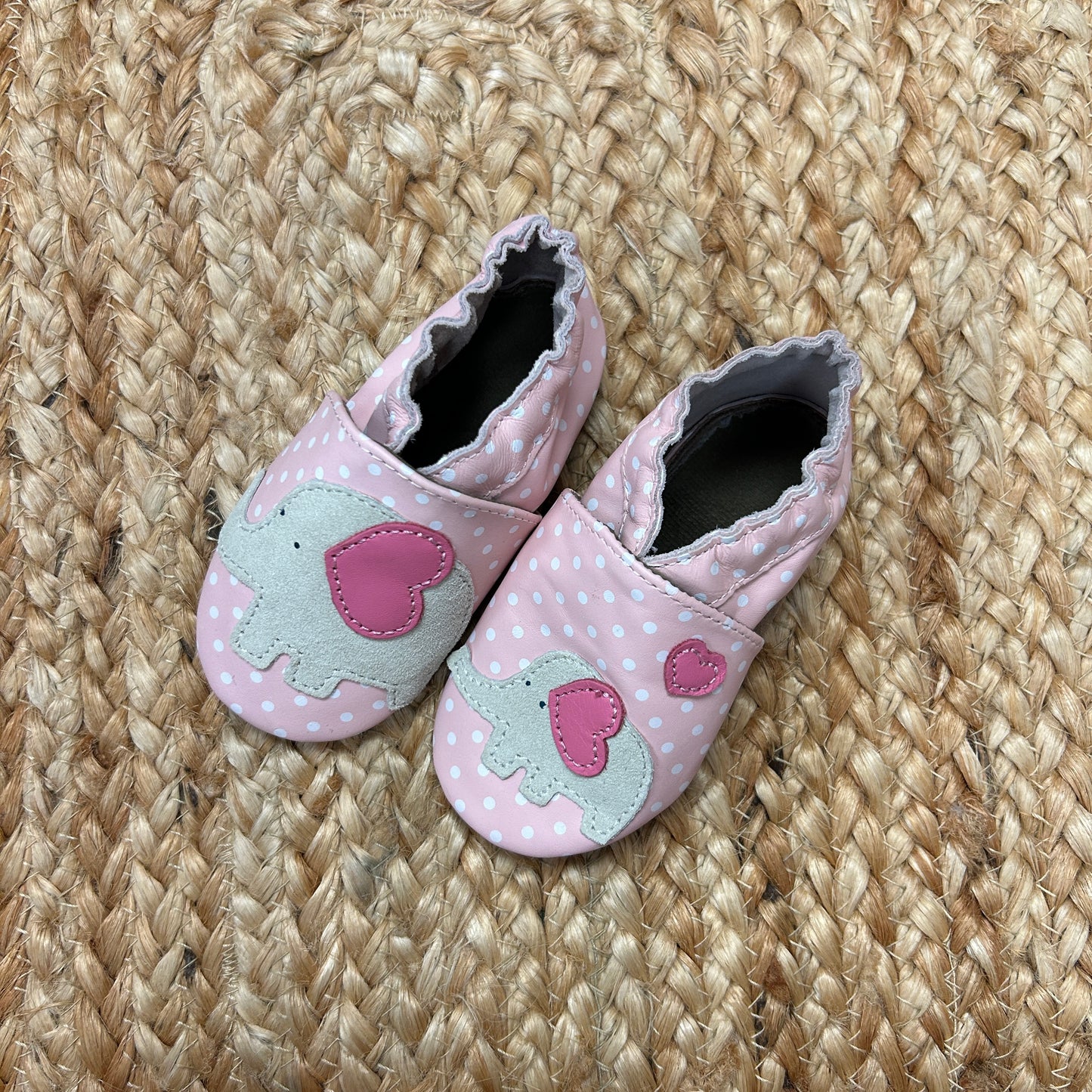 Pink Polka Dot Elephant Soft Soles