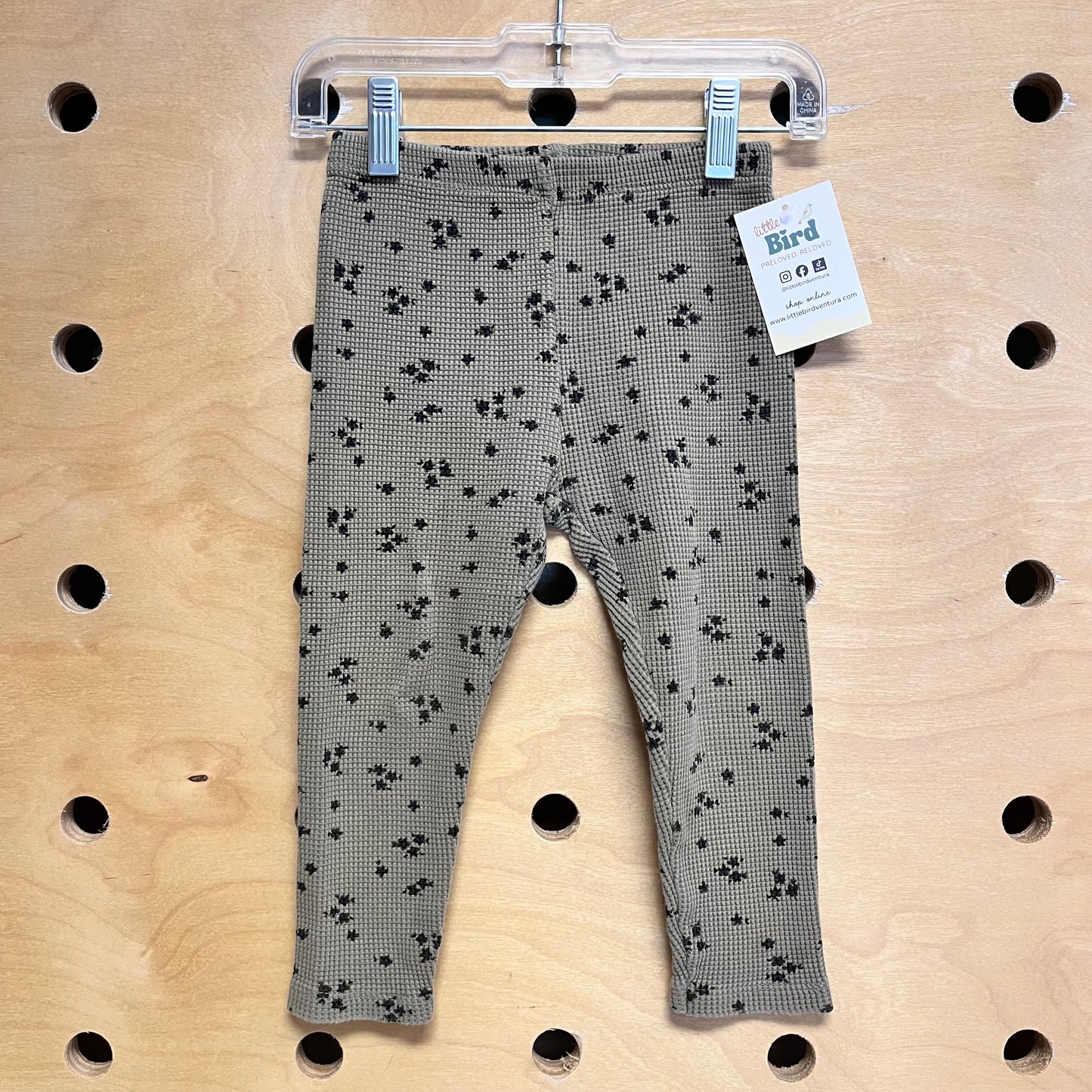 Green/Black Waffle Knit Stars Leggings