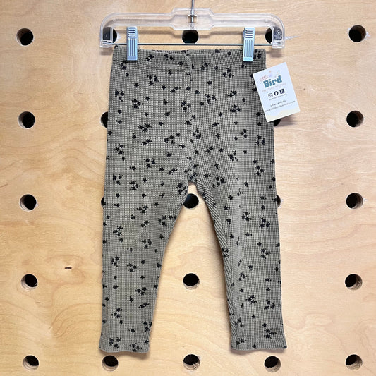 Green/Black Waffle Knit Stars Leggings