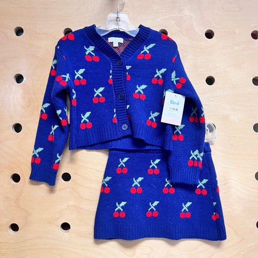 Navy Cherries Knit Outfit