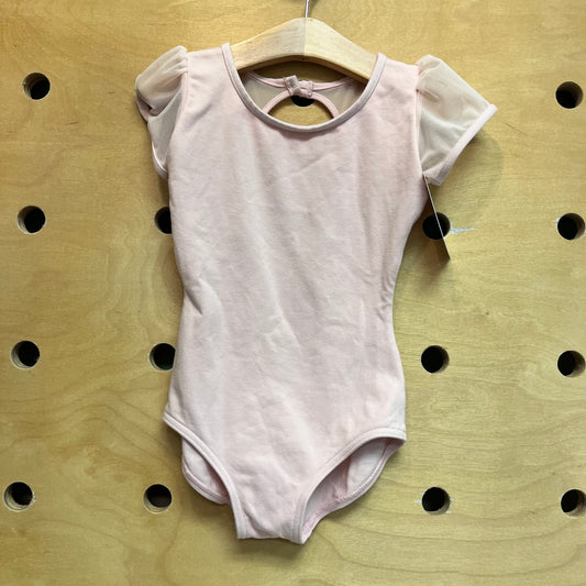 Pink Sheer Sleeve Leotard