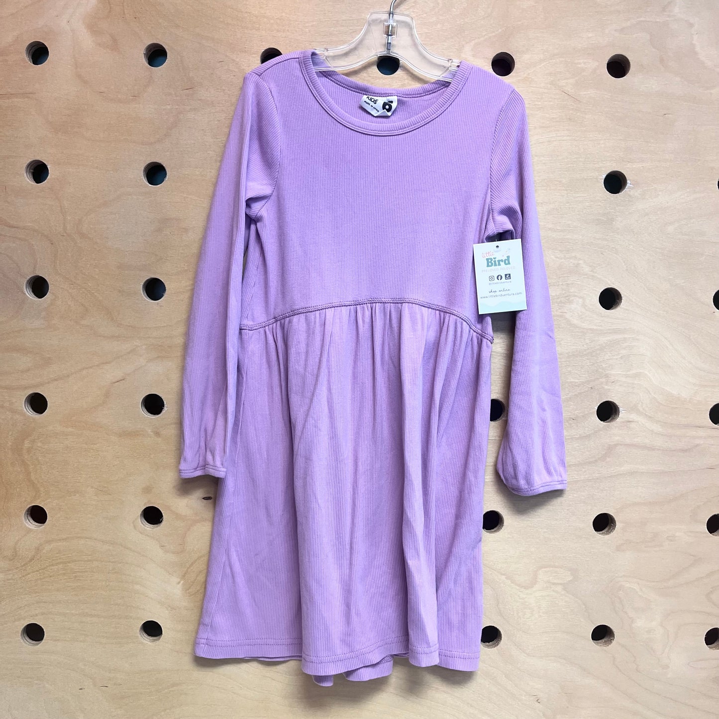 Purple Ribbed LS Dress
