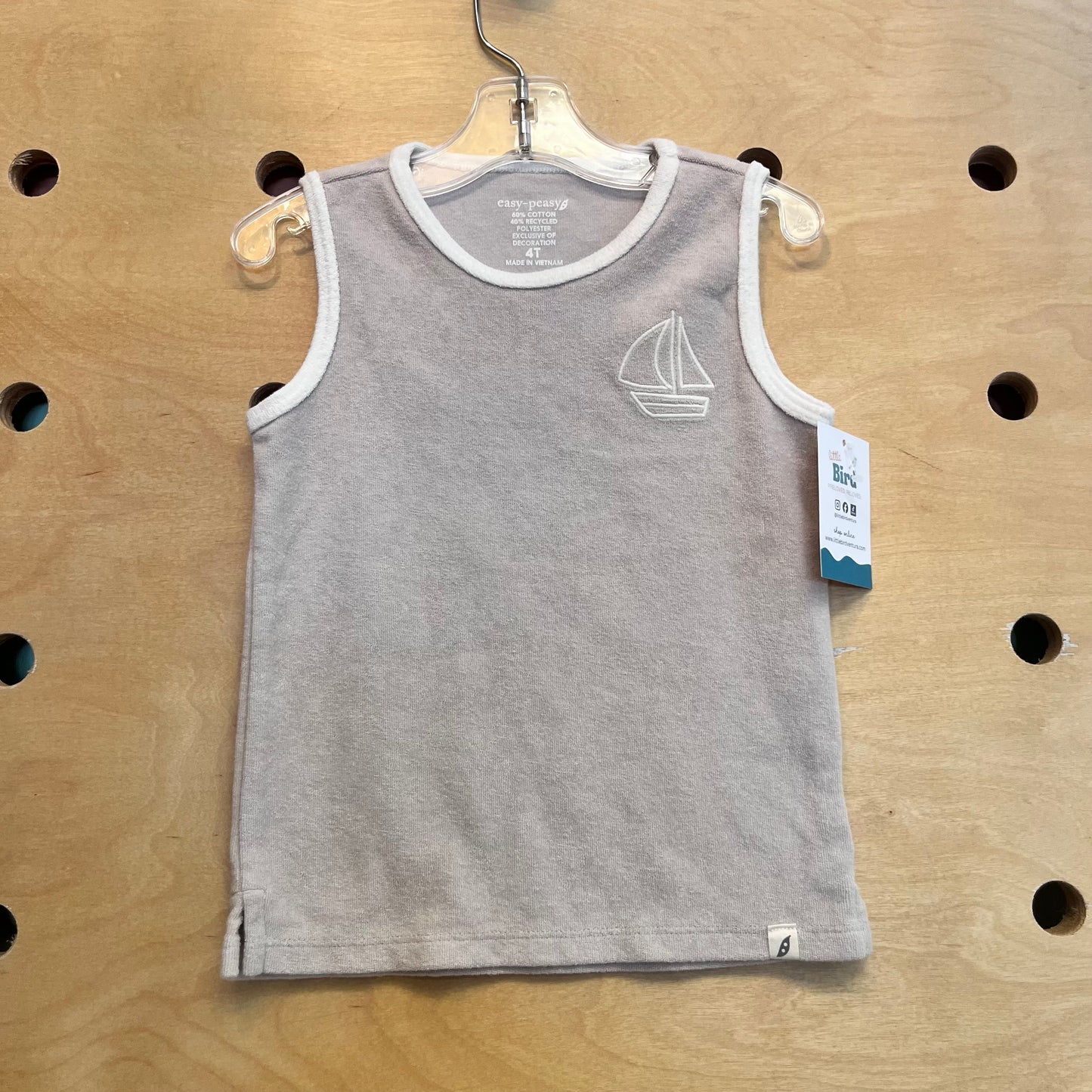 Grey Embroidered Sailboat Tank