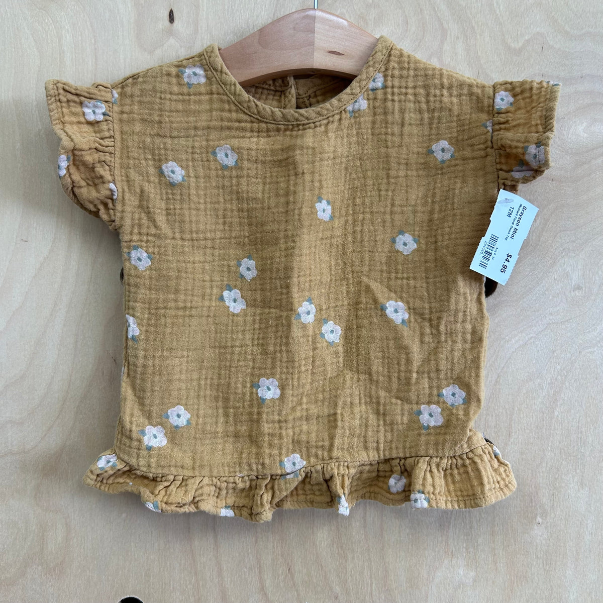Mustard Floral Gauze Top
