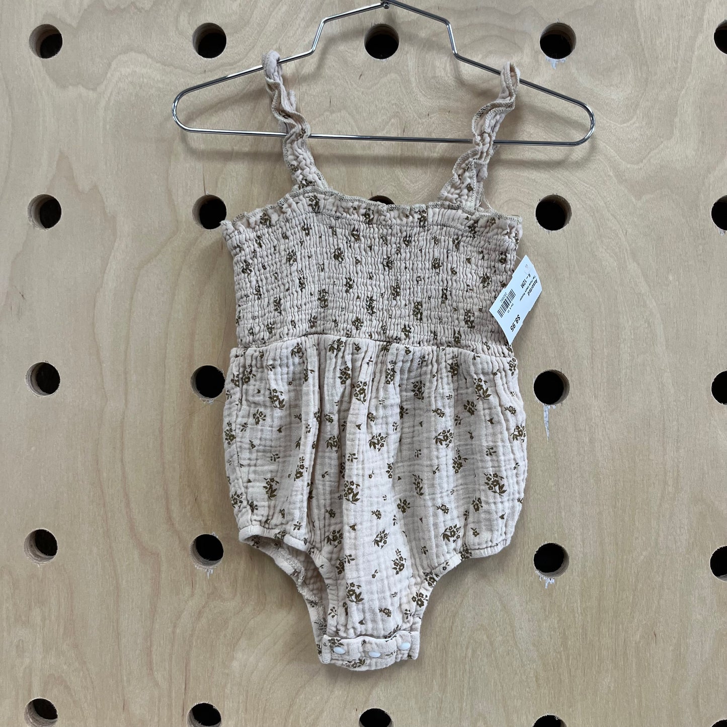 Tan Floral Gauze Romper
