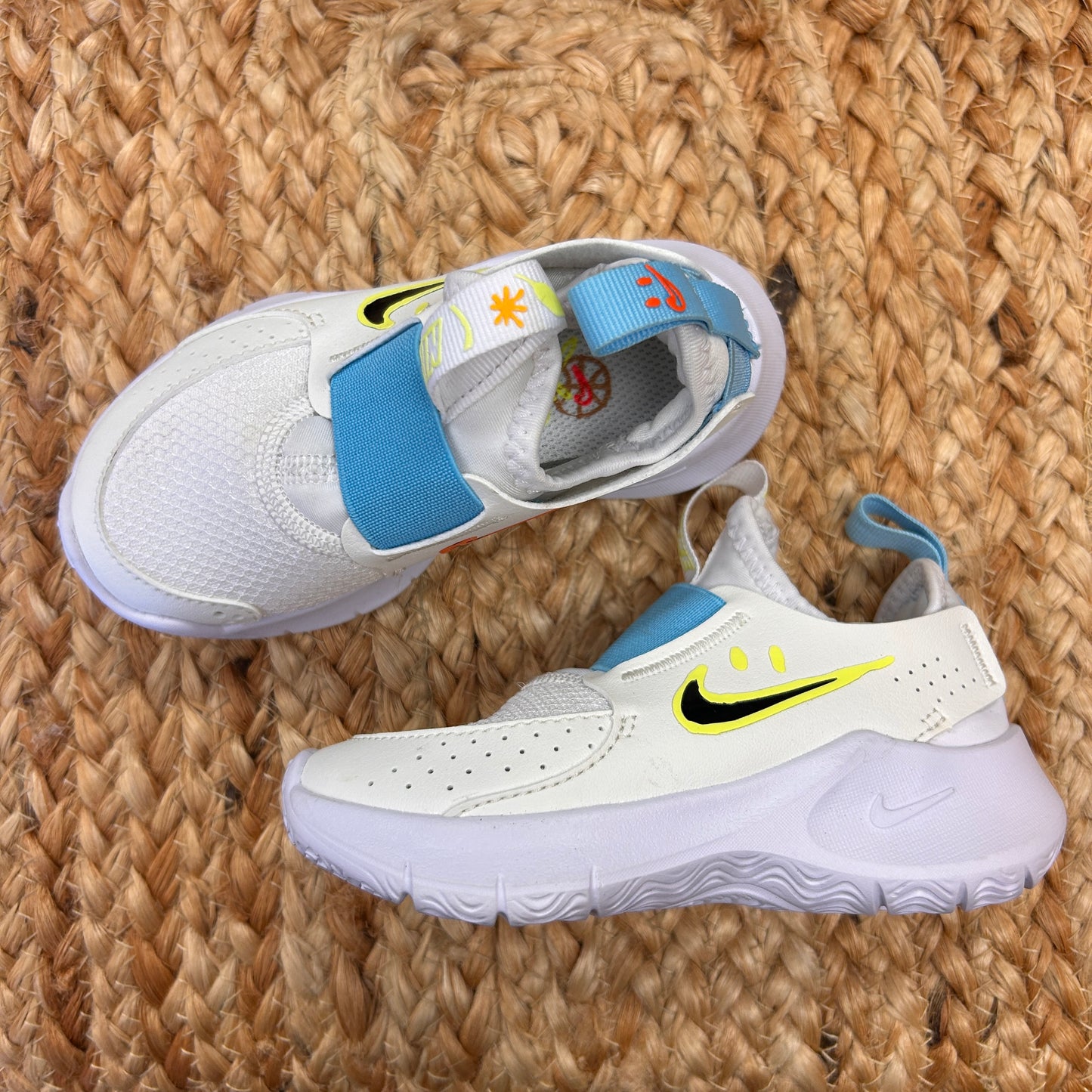 White & Blue Mesh Running Shoes