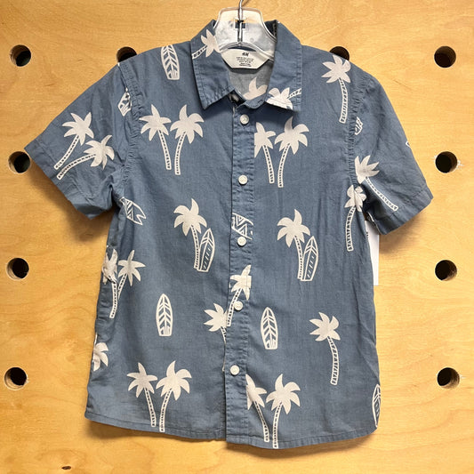 Blue Palm Tree Button Shirt