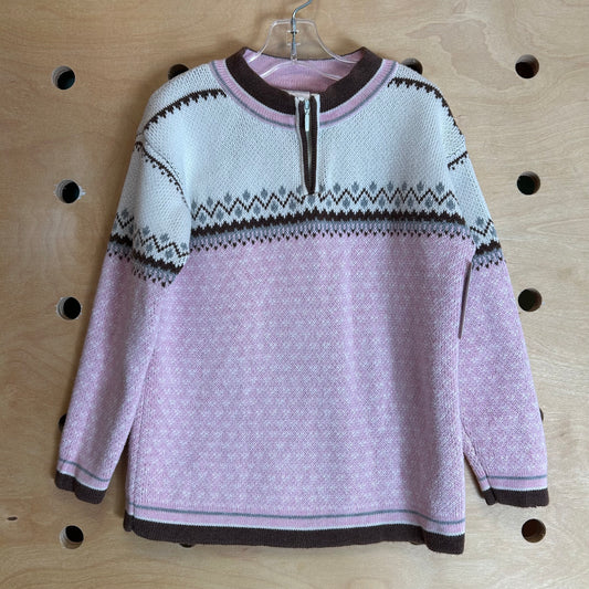 Pink /Brown Knit 1/4 Zip Pullover