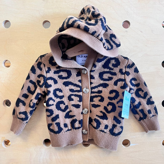 Brown Leopard Print Hooded Sweater
