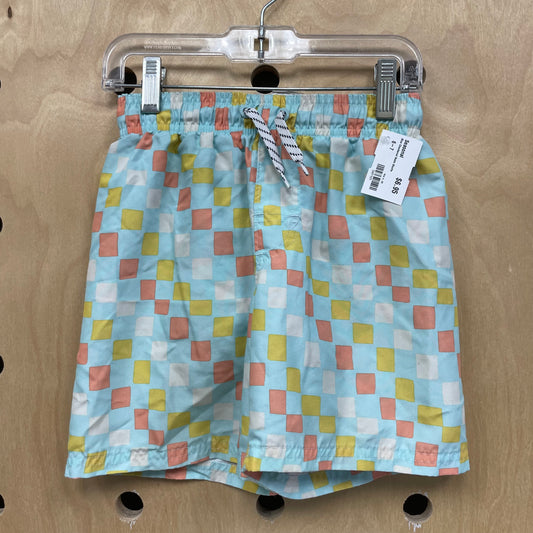 Blue Checkered Swim Shorts