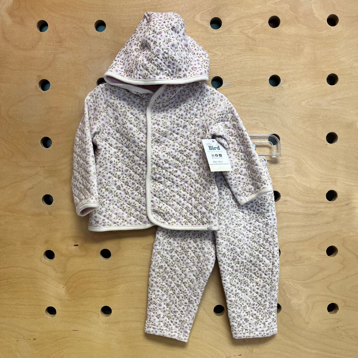 White/Purple Floral Hooded Jacket/Pants