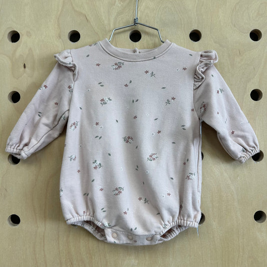 Beige Floral Ruffle Romper