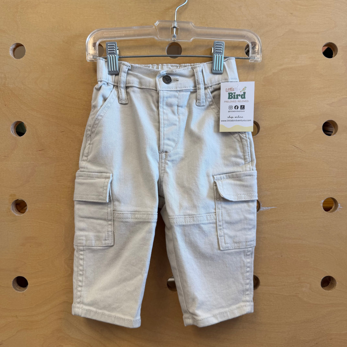 Tan Relaxed Cargo Denim Pants