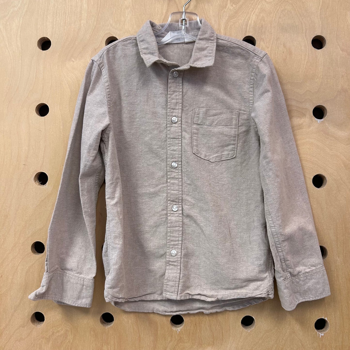 Beige Cotton Button Up
