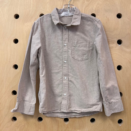 Beige Cotton Button Up