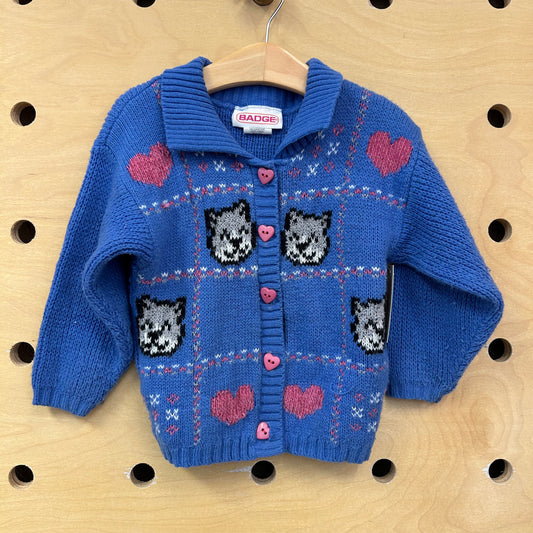 Badge Blue Kitty Cardigan