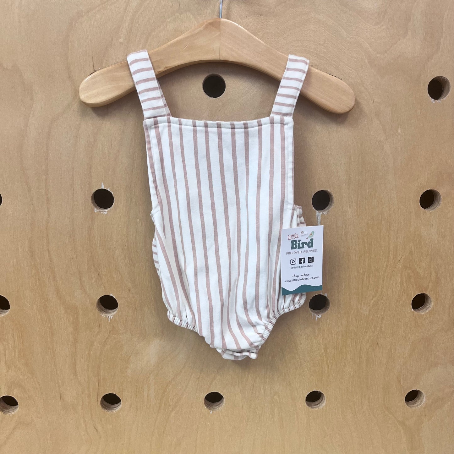 Mauve & Cream Striped Organic Romper