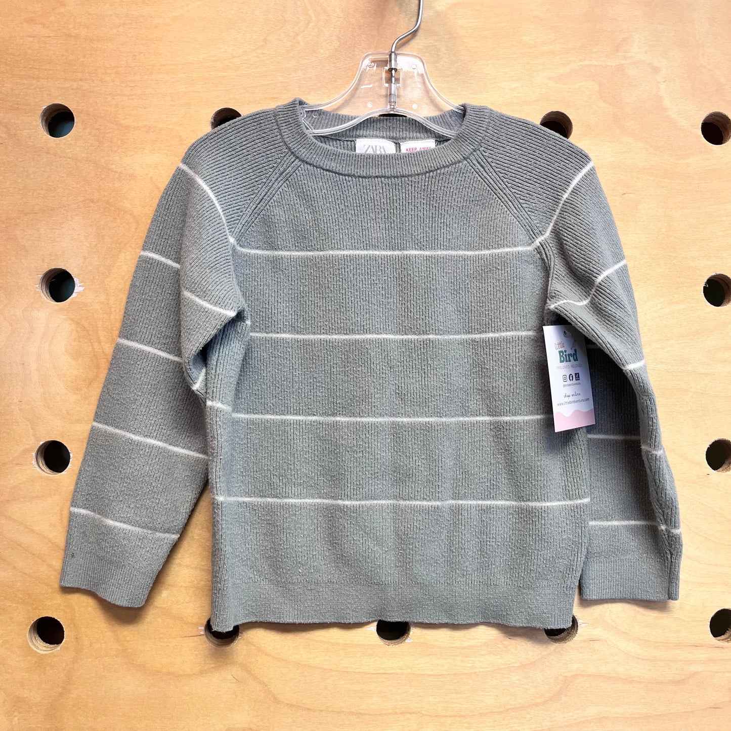 Sage/Cream Striped Ribbed Pullover