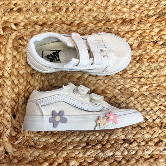 White Floral V Skate Sneakers