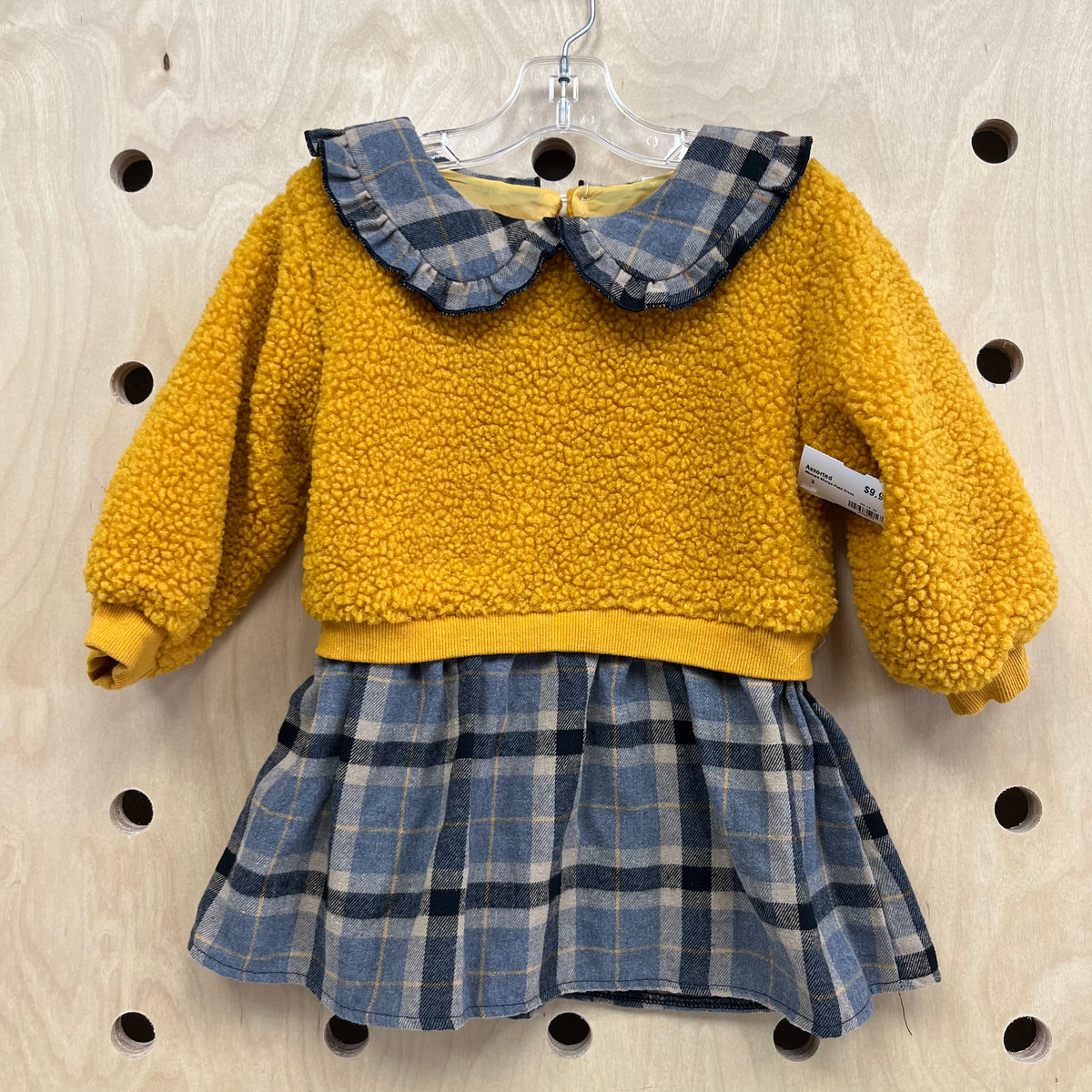 Mustard Sherpa Plaid Dress