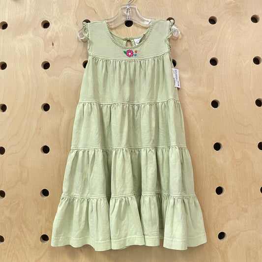 Green Embroidered Flowers Dress