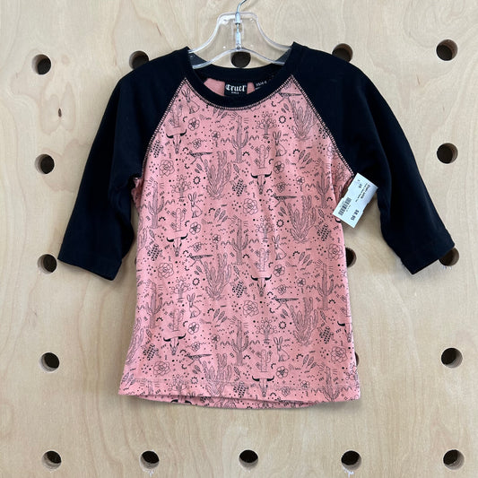 Coral & Black Raglan Tee