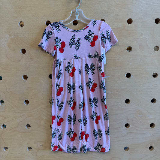 Pink Checkered Bows/Cherries Bamboo Romper