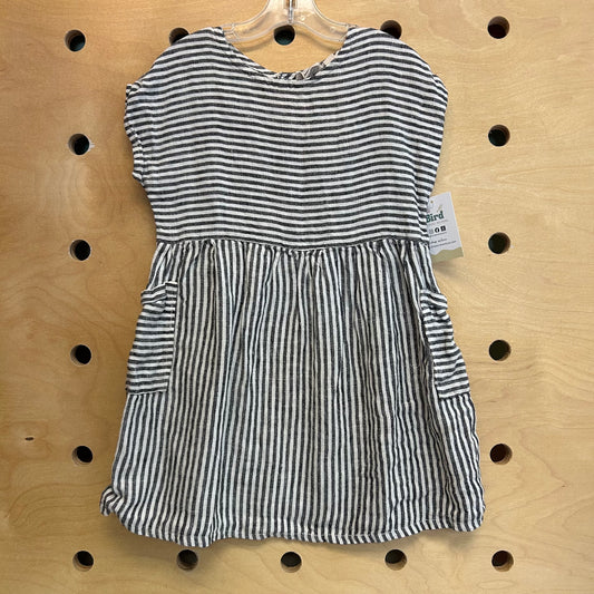 Grey Striped Linen Dress