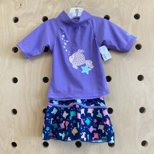 Lavender & Blue Fish 2pc Swimsuit