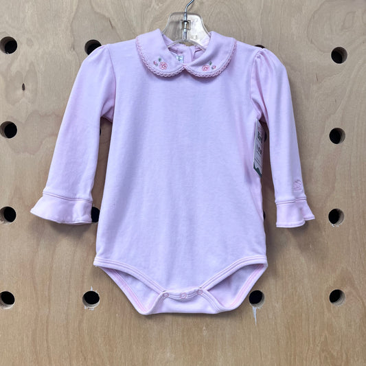 Pink Embroidered Collar Bodysuit