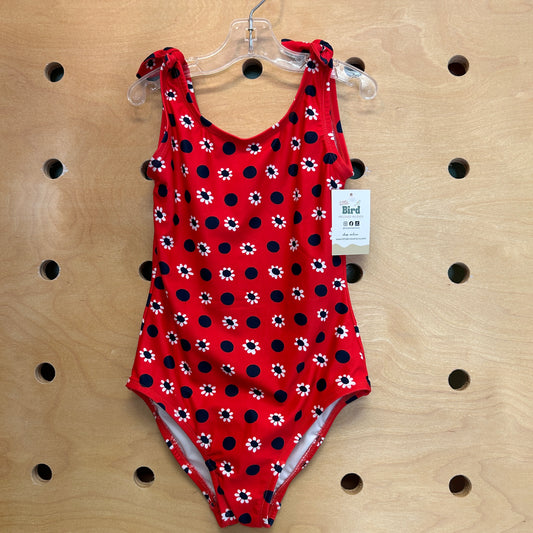 Red Floral Polka Dot Swimsuit