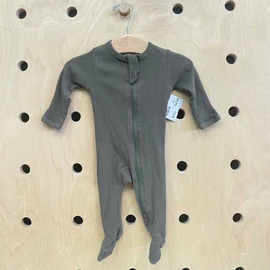 Green Organic Ribbed Zippy