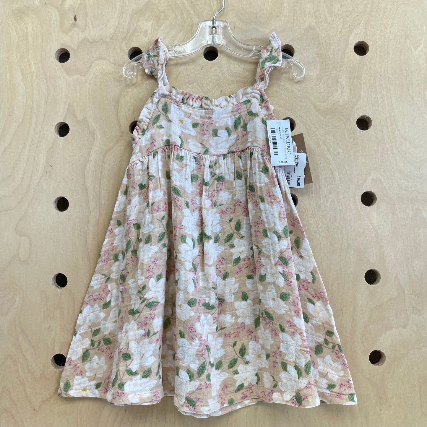 Tan Gauze Floral Dress NEW!