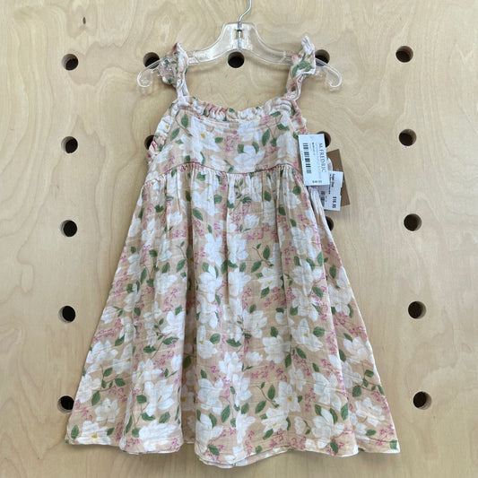 Tan Gauze Floral Dress NEW!