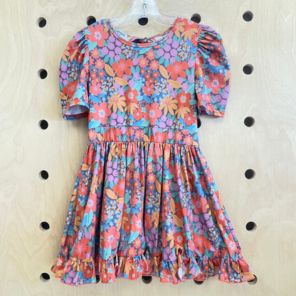 Orange Floral Twirl Dress